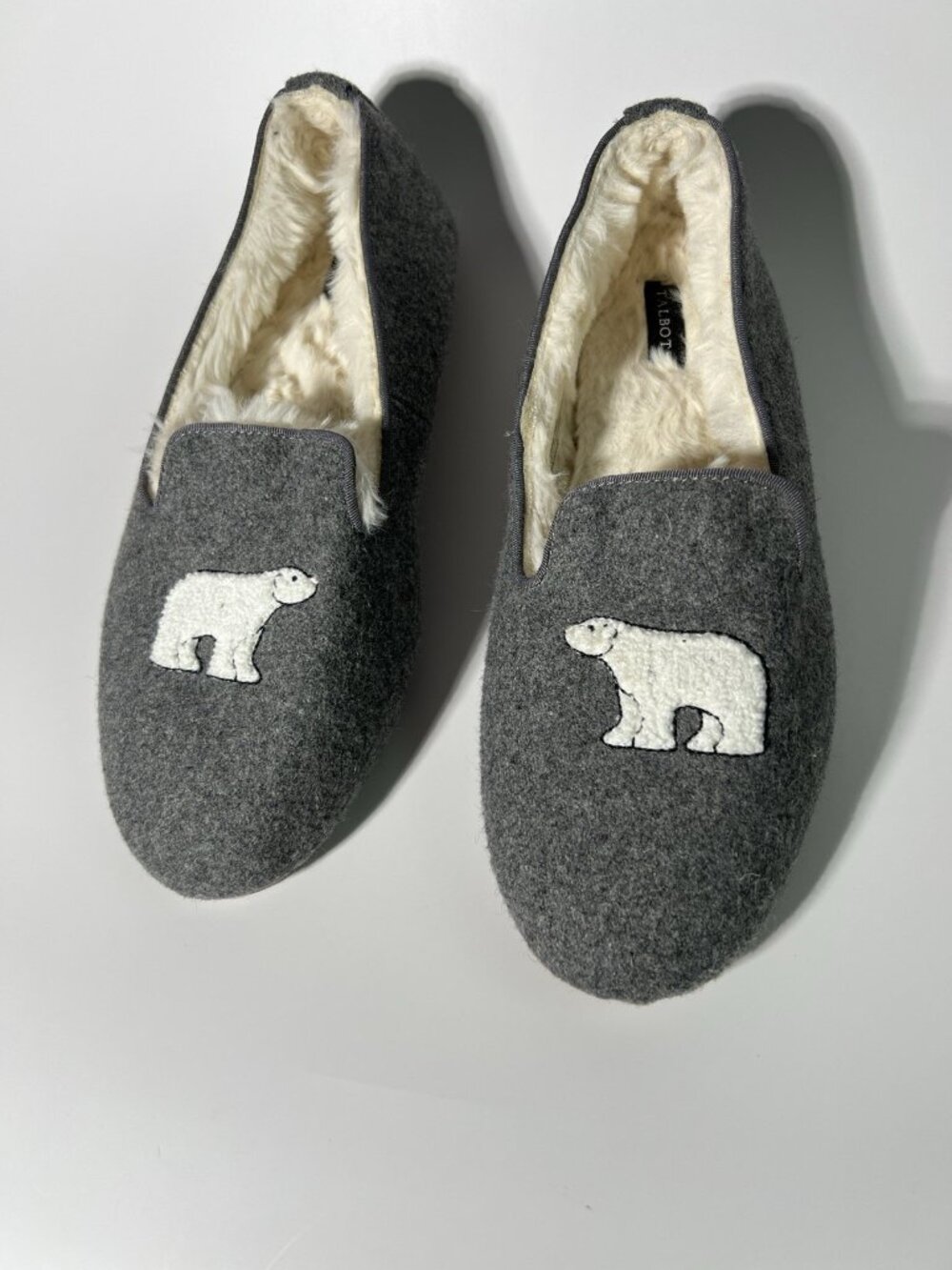 Talbots Fireside Polar Bear Slippers Gray Women’s Size 8M - Picture 6 of 14